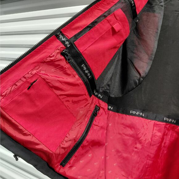 PinFin Women’s Hooded Windbreaker Alpha Jacket Size Large Red Hiking Rain Coat - Picture 5 of 15